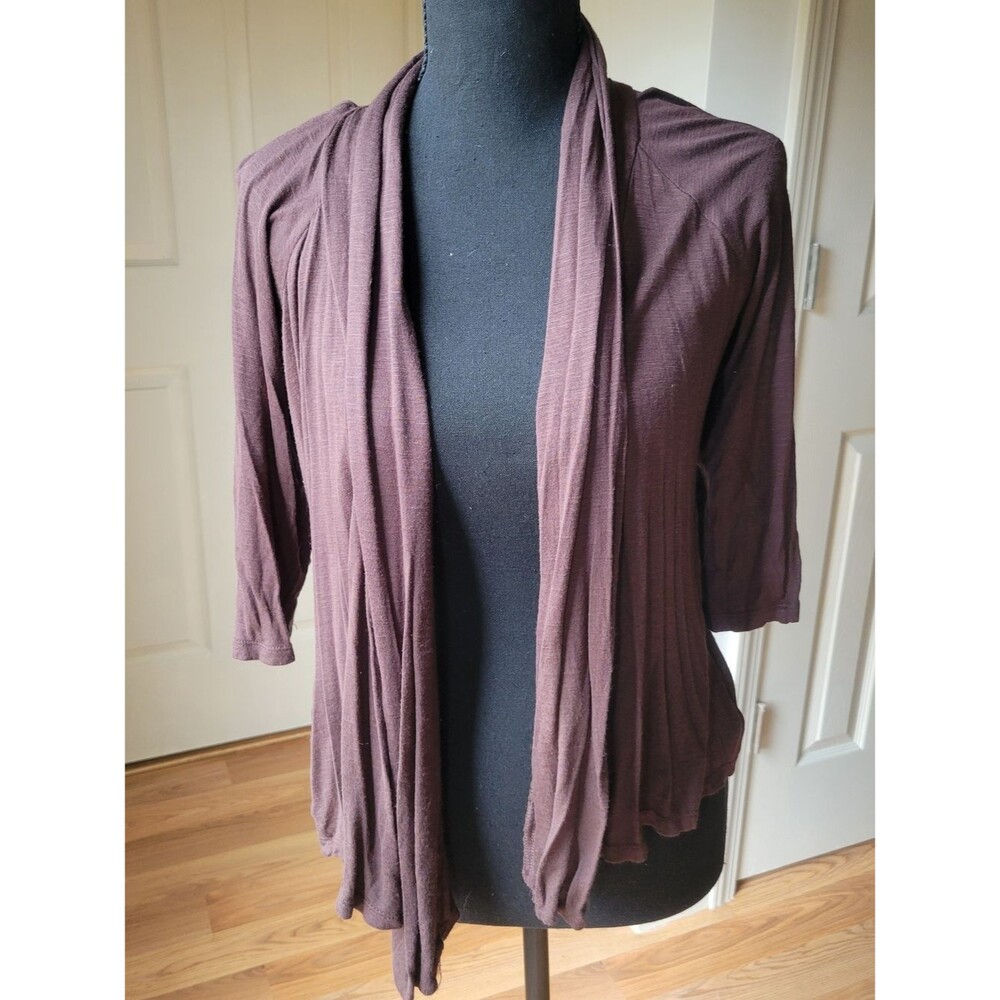 Brown Draped Open-Front Cardigan Lightweight Size S